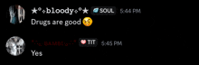a screenshot of a conversation between bloody soul and bambi at 5:45 pm