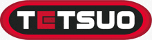 a red and black logo for tetsuo in white
