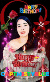 a picture of a woman on a birthday cake that says happy birthday captmistyblue