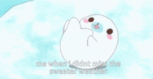 a cartoon seal with the words me when i didnt miss the sweater weather below it
