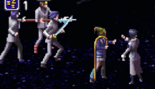 a pixelated video game scene with the number 1 in the upper left corner