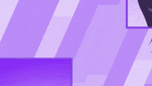 a girl with purple hair and a black shirt is standing in front of a purple background