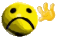 a smiley face with a sad face and a hand behind it