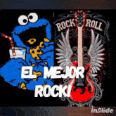 a cookie monster and a guitar with the words el mejor rock