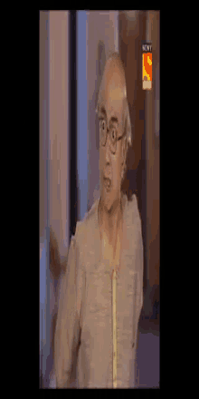 a man with glasses and a bald head is on a sony tv channel