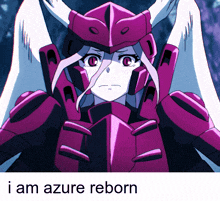 a picture of a girl with horns and the words i am azure reborn below her