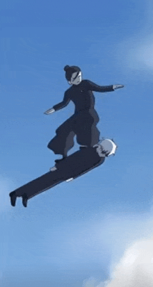 a man is flying through the air while another man is laying on his back .