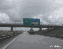 driving fail sign crash highway too tall viralhog