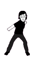 a black and white drawing of a man dancing