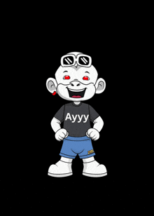 a cartoon character is wearing a shirt that says auyu