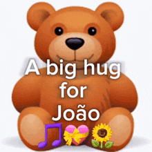 a teddy bear with a big hug for joao written on it