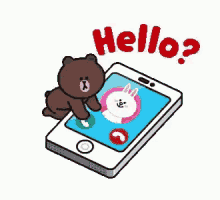 Brown And Cony Hello GIF