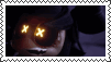 a postage stamp with a picture of a ghost with glowing eyes .