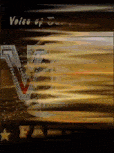 a poster for the voice of america with a blurred image of the logo