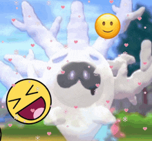 a cartoon character with a smiley face and a laughing face