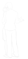 a black and white drawing of a man holding a woman