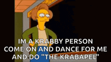 a woman from the simpsons is standing in front of a window .