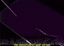 a purple background with a smiling face and the words the sensation of your screen below it