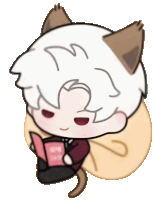 a drawing of a person with cat ears and a book