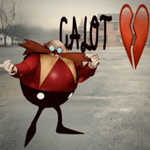 a cartoon character is holding a broken heart and the word galot is written above him
