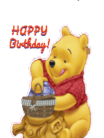 Winnie The Pooh Happy Birthday Sticker