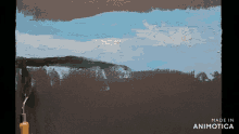 a painting of a landscape is being made in animotica