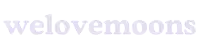 the word welovemoons is written in light blue letters