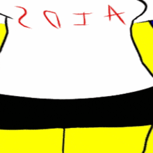 a drawing of a person wearing a white shirt with the letters i and a written on it