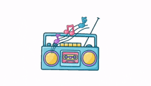 a cartoon drawing of a boombox with the words tq for listening