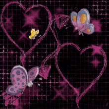 Purple Butterfly And Hearts GIF - Purple Butterfly And Hearts Background GIFs
