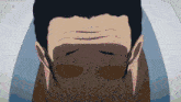 a close up of a man 's face wearing glasses