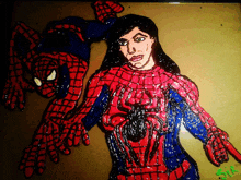 a drawing of a woman in a spider-man costume