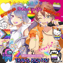a picture of a boy and a girl with the words " trans rights " on the bottom