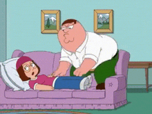 peter griffin is laying on a couch with a woman .