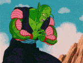 piccolo from dragon ball z is kneeling down with his hands together