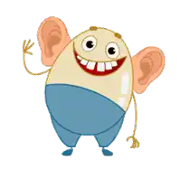 a cartoon character has big ears and a big smile on his face