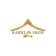 a logo for karklin imob with a key in the middle