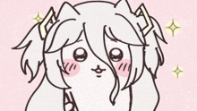 a drawing of a girl with pigtails and a bow on her head