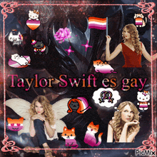 a picture of taylor swift surrounded by cat icons