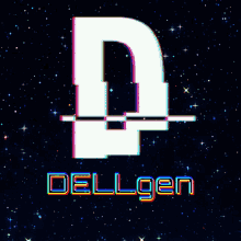 a glitch image of a letter d and the word dellegen