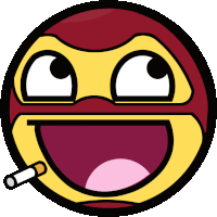 a smiling face with a cigarette in its mouth