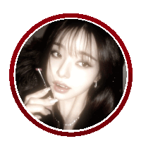 a black and white photo of a woman with a red border