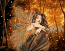 strong women fairy goddess beautiful autumn leaves