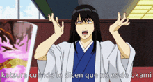 a cartoon of a person with the words katsura cuando le dicen que no es de okami