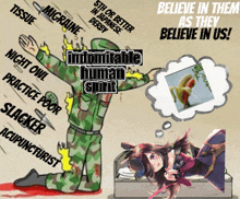 a poster that says believe in them as they believe in us with an anime girl