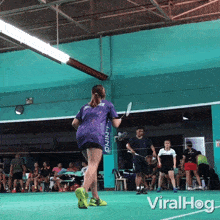 Aggressive Shuttle Hit Viralhog GIF - Aggressive Shuttle Hit Viralhog Forceful Badminton Swing GIFs