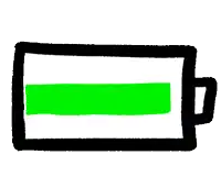 a cartoon drawing of a battery with a green stripe .