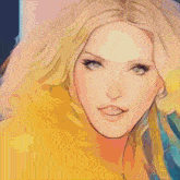 a cartoon drawing of a woman in a yellow shirt