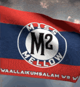 a red white and blue miss mellow flag is waving in the wind