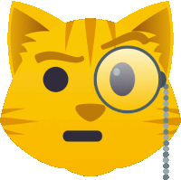 a cartoon cat with a magnifying glass on its eye